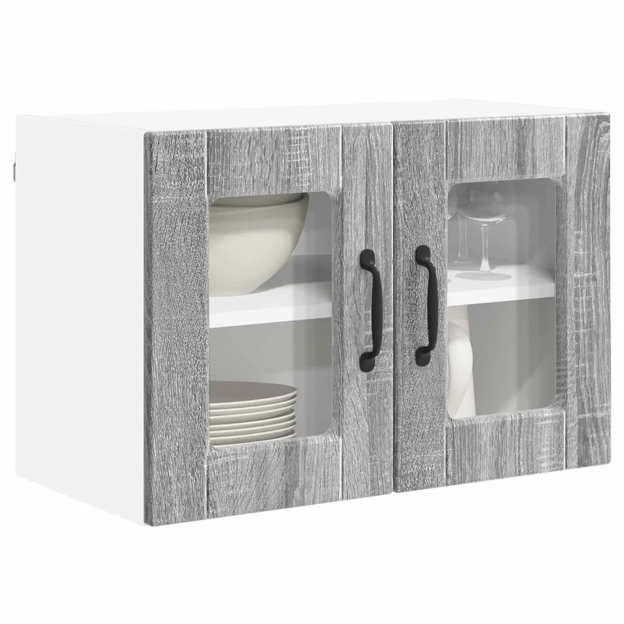 Cabinet en verre mural PORTO 2 pcs Gris Sonoma 60 x 31 x 40 cm - 3