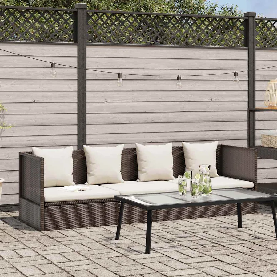 Lit de jardin avec coussin et oreillers Résine tressée Noir - 13