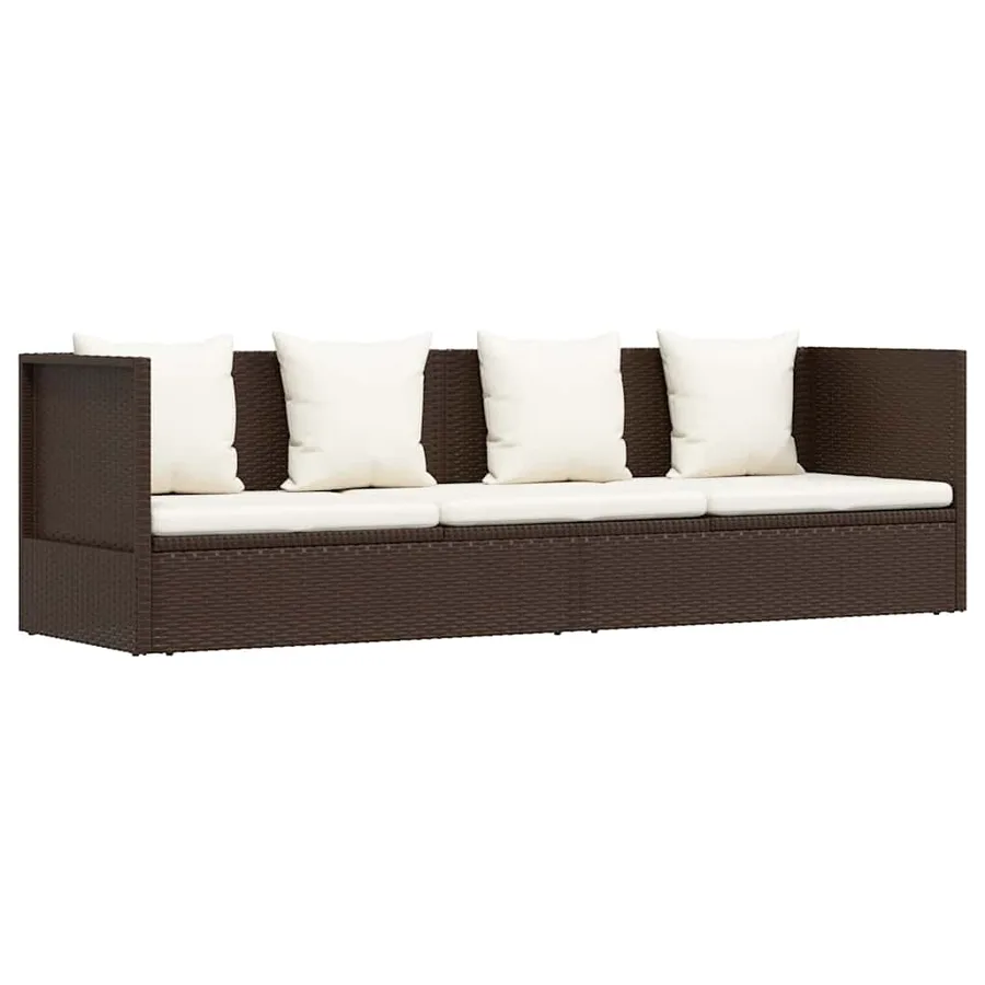 Lit de jardin avec coussin et oreillers Résine tressée Noir - 14