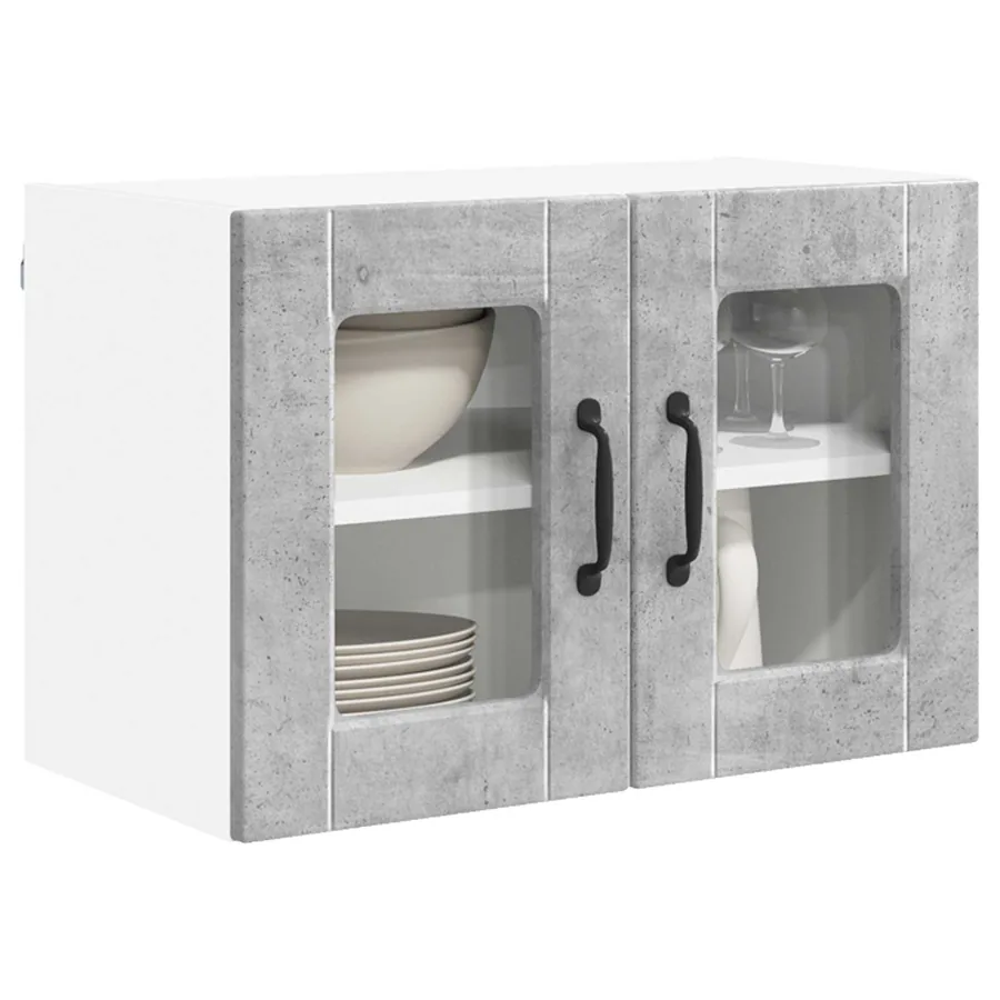 Cabinet en verre mural PORTO Gris béton 60 x 31 x 40 cm - 3