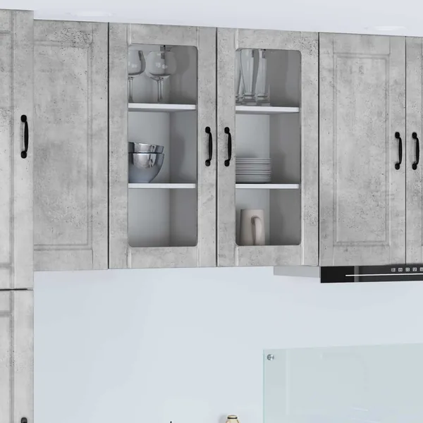 Cabinet en verre mural PORTO 2 pcs Gris béton 40 x 31 x 80 cm