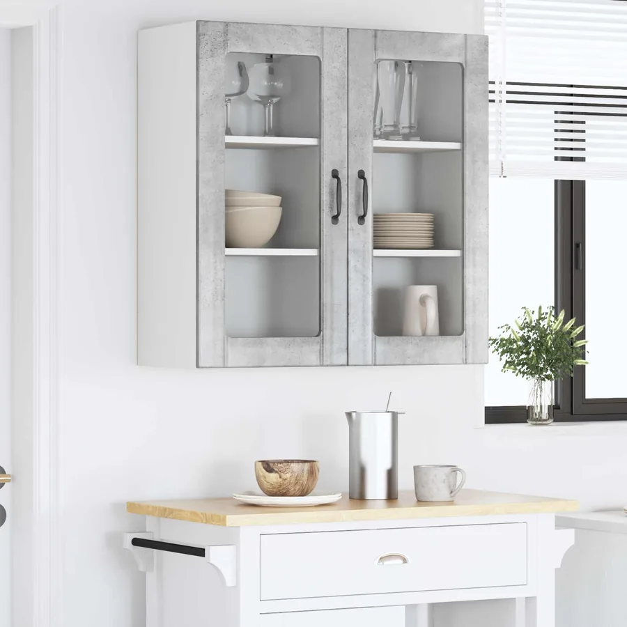Cabinet en verre mural PORTO 2 pcs Gris béton 40 x 31 x 80 cm - 4