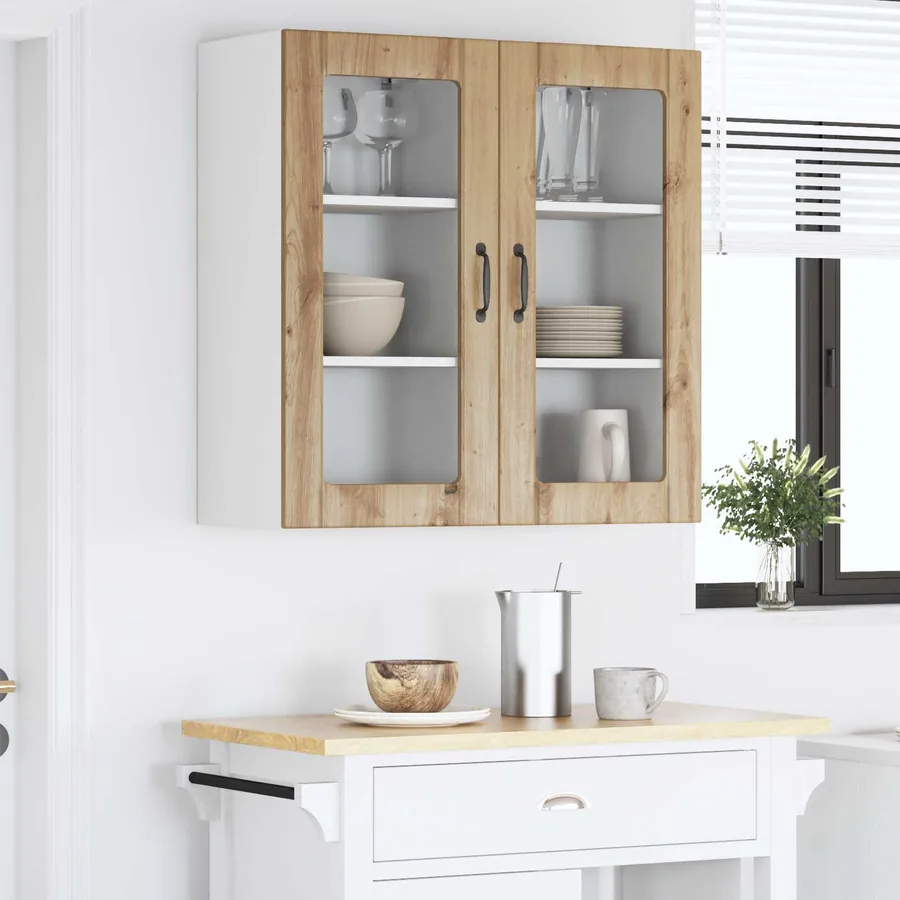 Cabinet en verre mural PORTO 2 pcs Chêne artisanal - 4