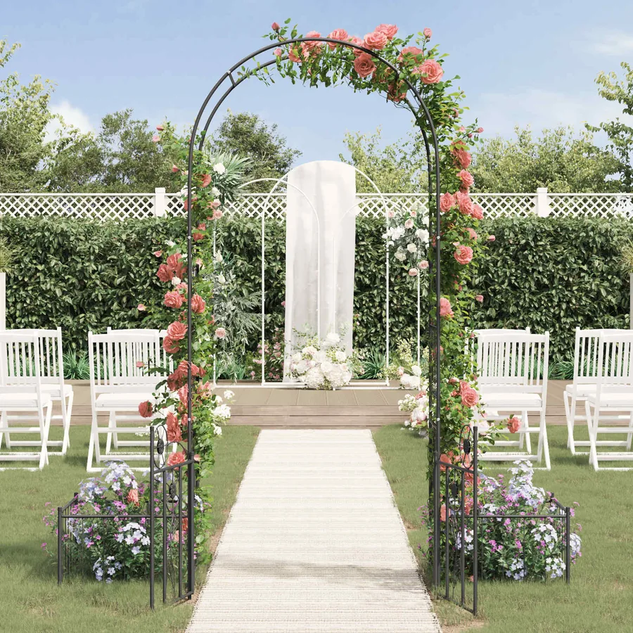 Arche de jardin avec verrouillage Noir 203 x 50 x 218 cm - 4