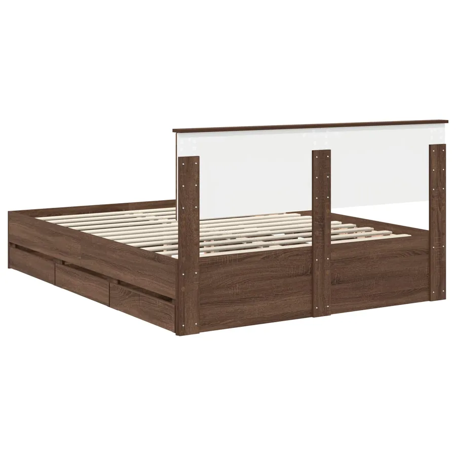 Cadre de lit Chêne brun 150 x 200 cm Bois Ingénierie - 10