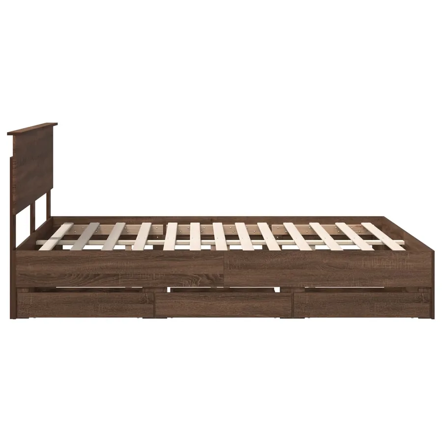 Cadre de lit Chêne brun 150 x 200 cm Bois Ingénierie - 9