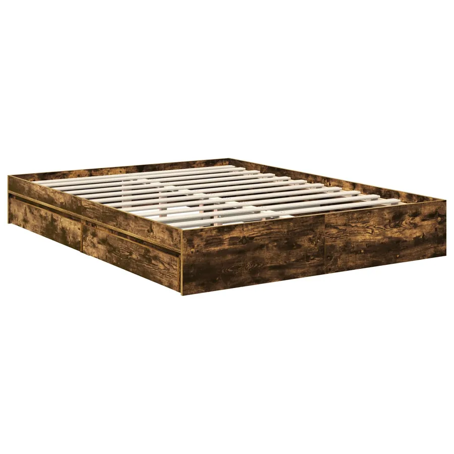 Lit de Rangement Chêne fumé 150 x 200 cm Bois d'ingénierie - 6