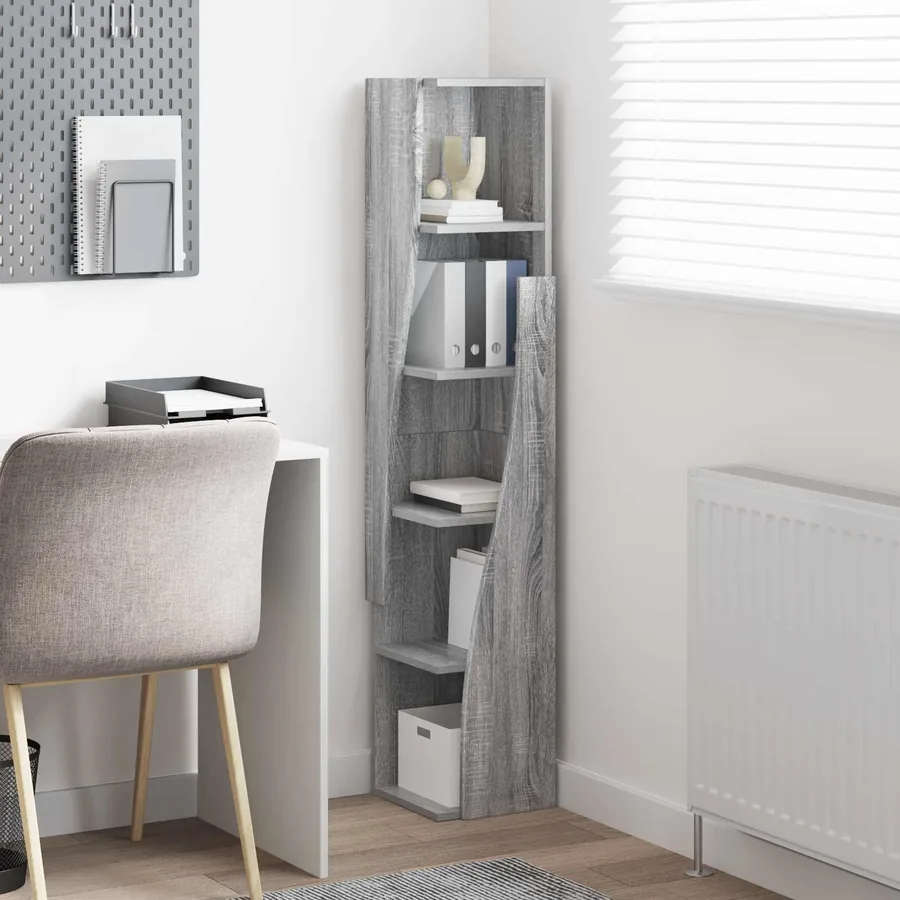 Meuble d'angle Gris Sonoma 27,5x27x140cm Bois d'ingénierie - 4