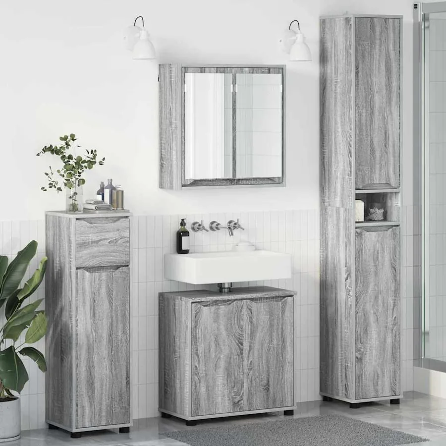 Ensemble de mobilier de salle de bain 4 pcs Gris Sonoma