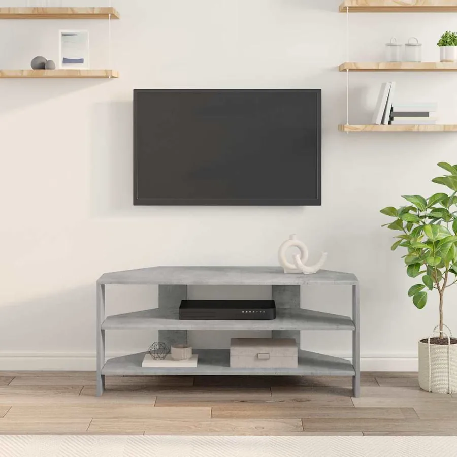 MeubleTVd'Angle Gris béton 102x40,5x45cm Bois d'ingénierie - 4