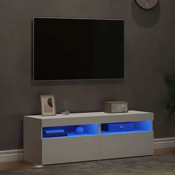 TV units with LED lights 2 pcs White 60x35x40 cm