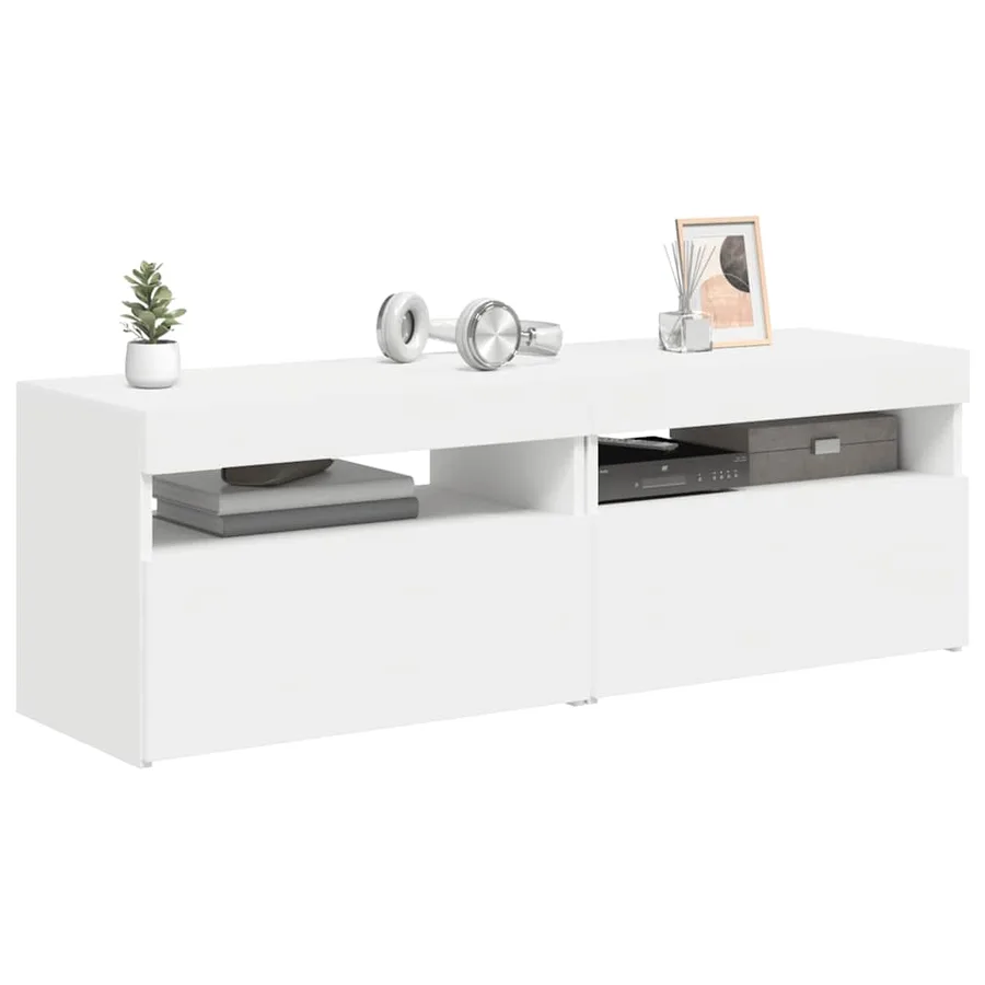 TV units with LED lights 2 pcs White 60x35x40 cm - 14