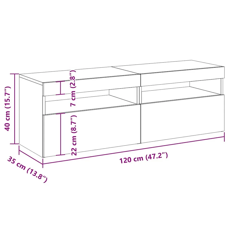 Meubles TV avec lumières LED 2 pcs Blanc 60x35x40 cm - 17