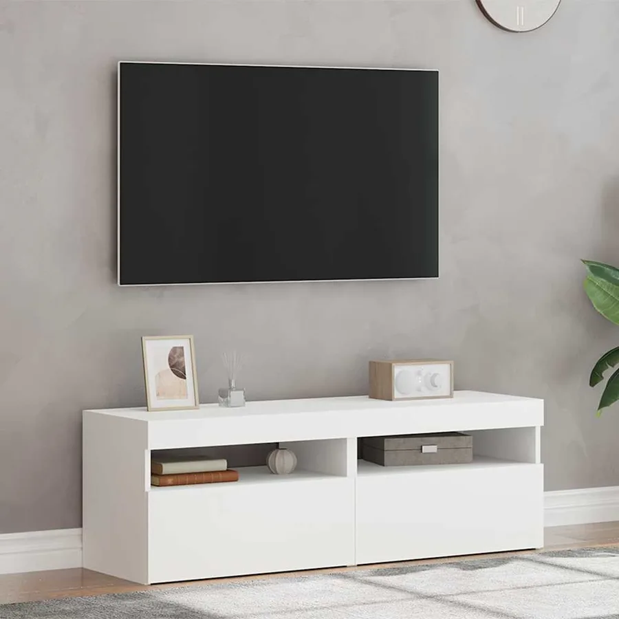 Meubles TV avec lumières LED 2 pcs Blanc 60x35x40 cm - 4