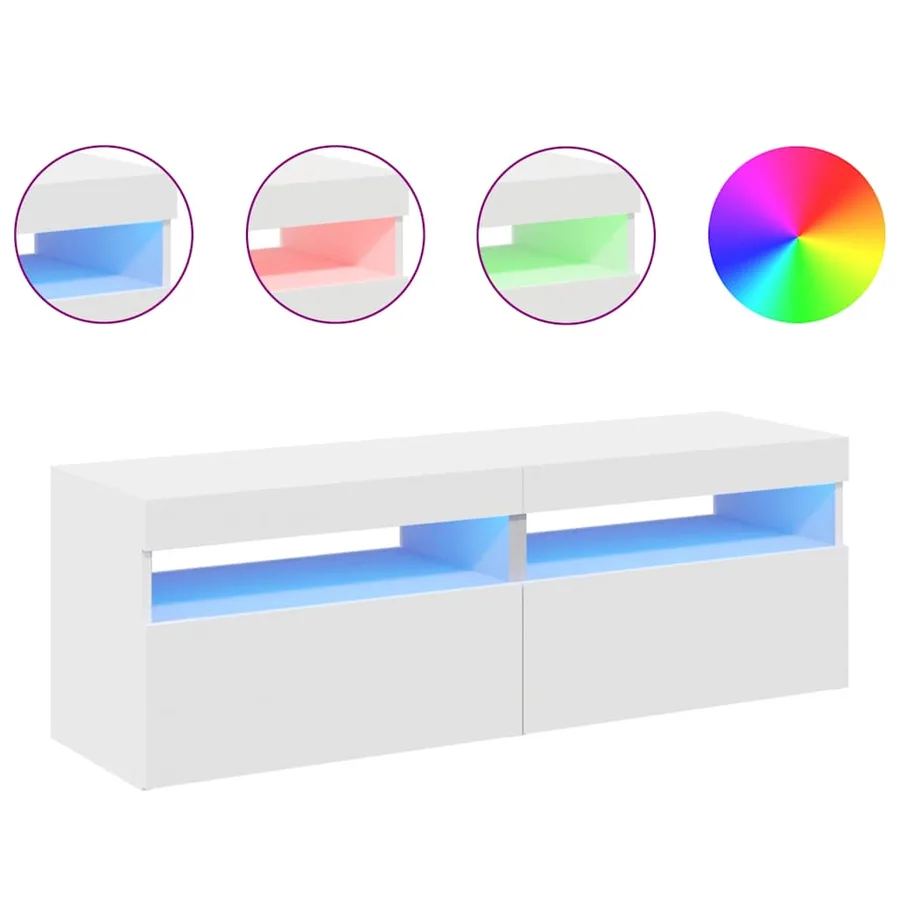 TV units with LED lights 2 pcs White 60x35x40 cm - 5