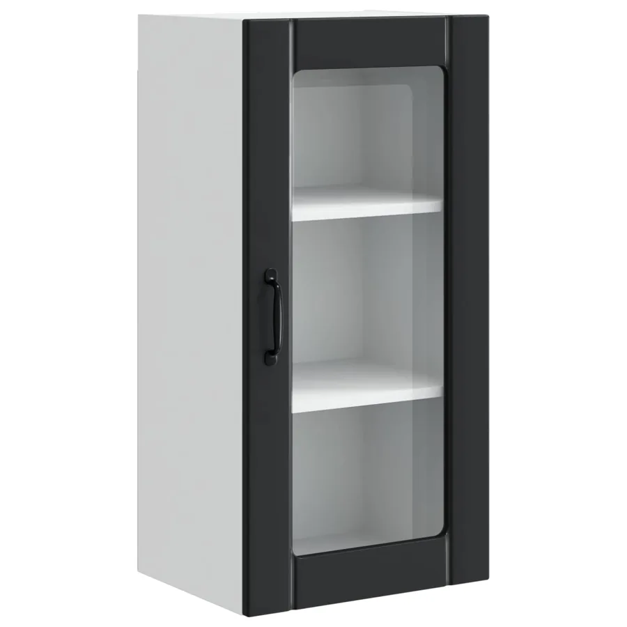 Cabinet en verre mural PORTO Noir 40 x 31 x 80 cm - 2