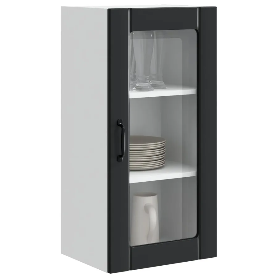 Cabinet en verre mural PORTO Noir 40 x 31 x 80 cm - 3
