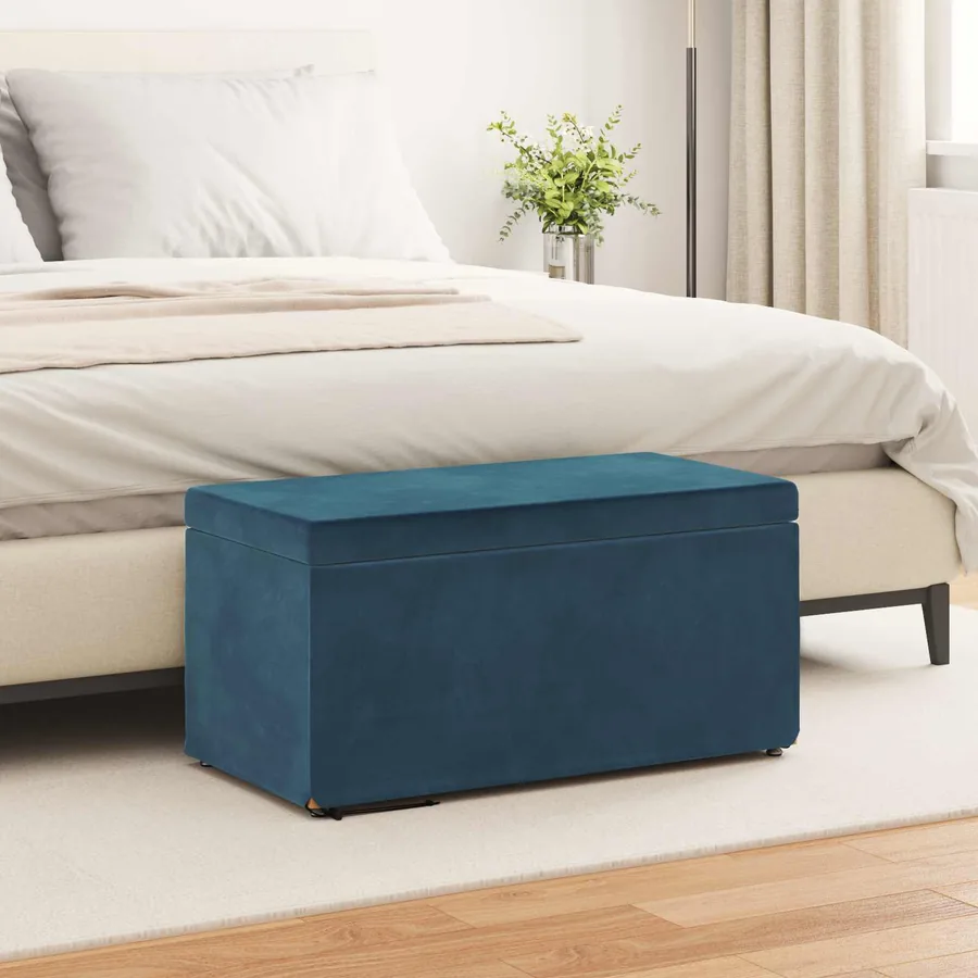 Tabouret Bleu 81 x 41 x 40 cm Velours et Bois Composite