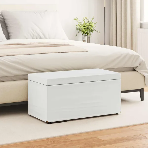 Tabouret Blanc Cuir Synthétique et Bois Composite