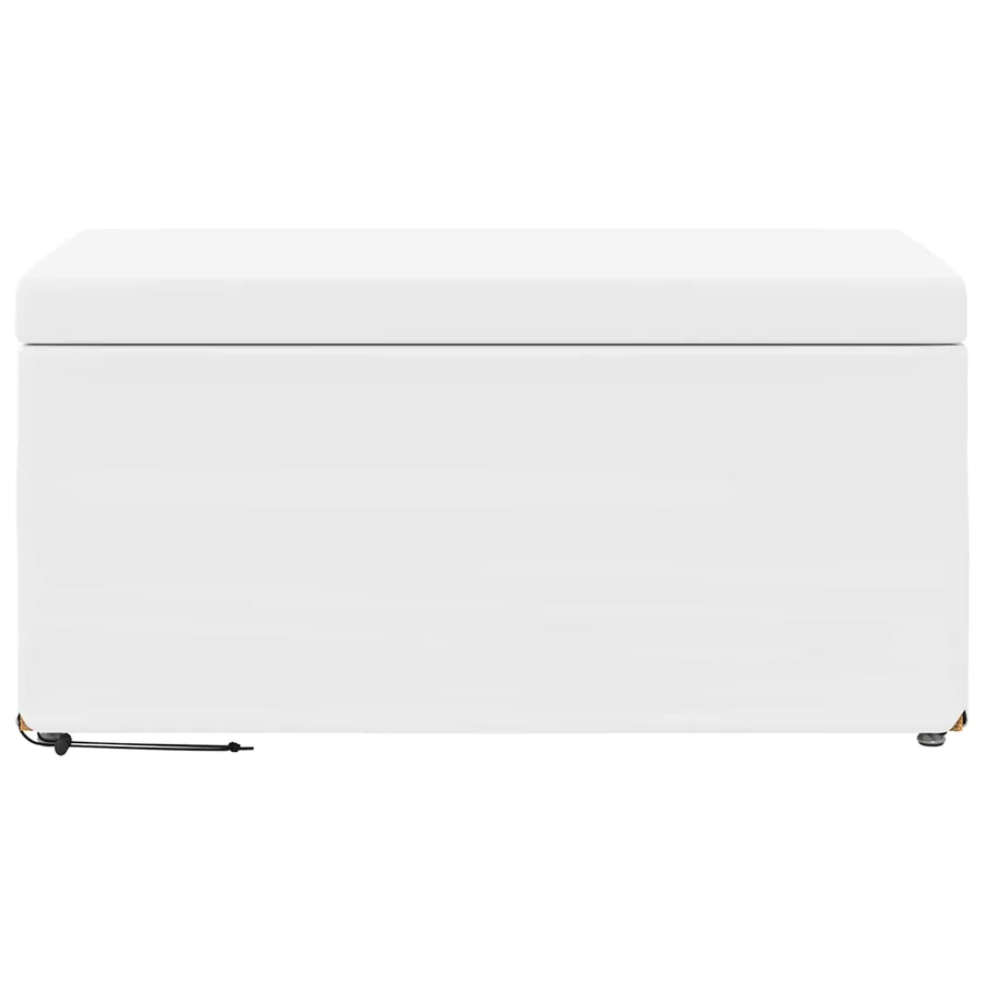 Tabouret Blanc Cuir Synthétique et Bois Composite - 4
