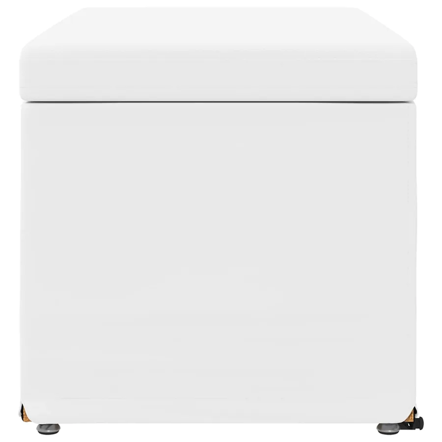 Tabouret Blanc Cuir Synthétique et Bois Composite - 5