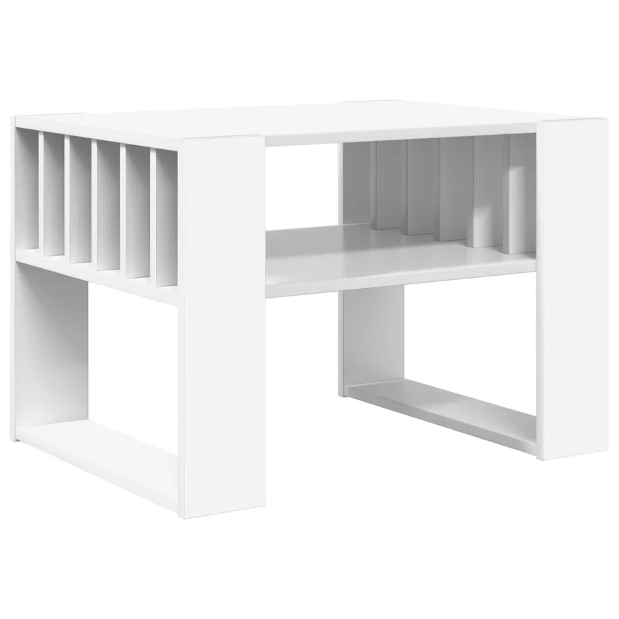 Table basse Blanc 66 x 49,5 x 45 cm Bois d'ingénierie - 2