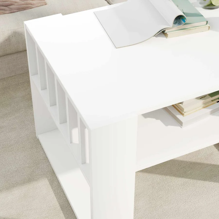 Table basse Blanc 66 x 49,5 x 45 cm Bois d'ingénierie - 4