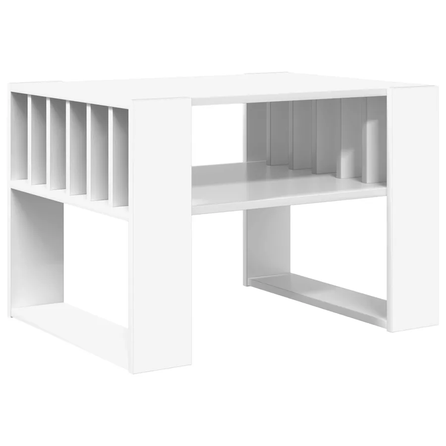 Table basse Blanc 66 x 49,5 x 45 cm Bois d'ingénierie - 7