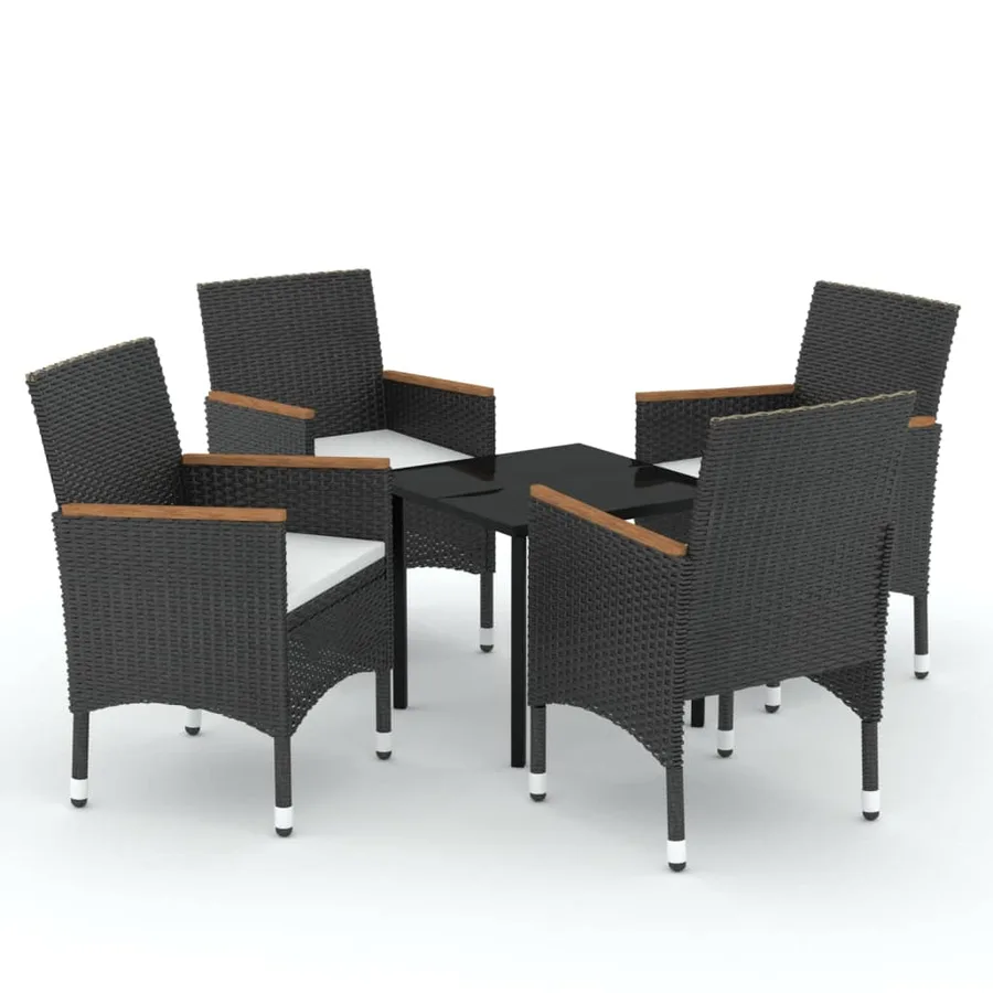 Ensemble à manger de jardin avec coussins 5 pcs Noir - 2