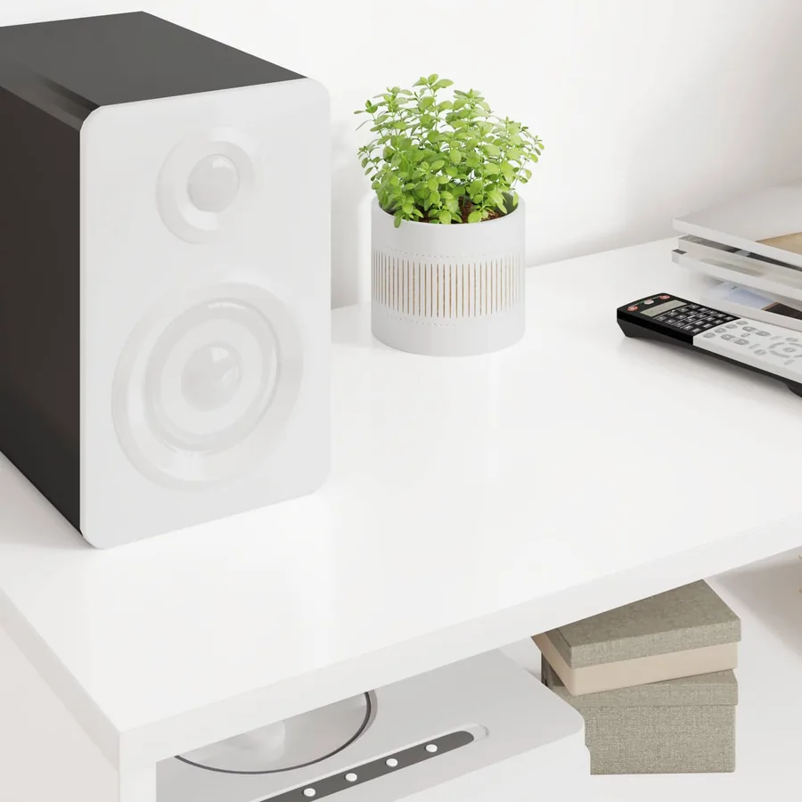 Meuble TV Blanc 100 x 35 x 40 cm Bois d'ingénierie - 4
