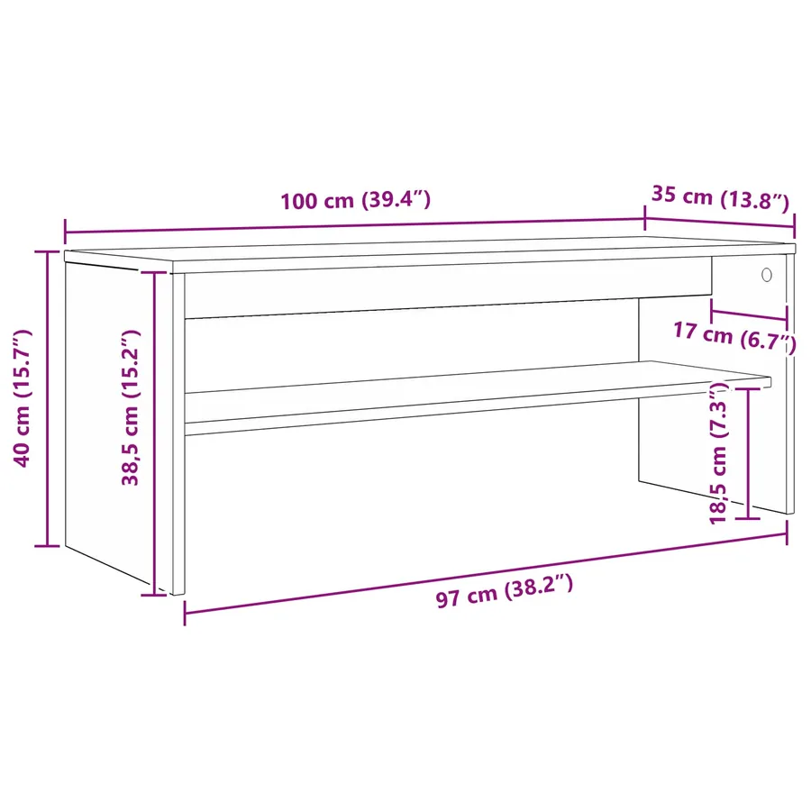 Meuble TV Blanc 100 x 35 x 40 cm Bois d'ingénierie - 8