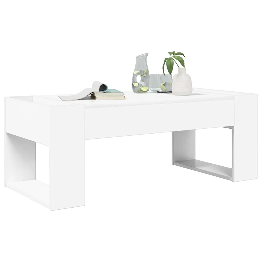 Table basse Blanc 110 x 50 x 41 cm Bois d'ingénierie - 3