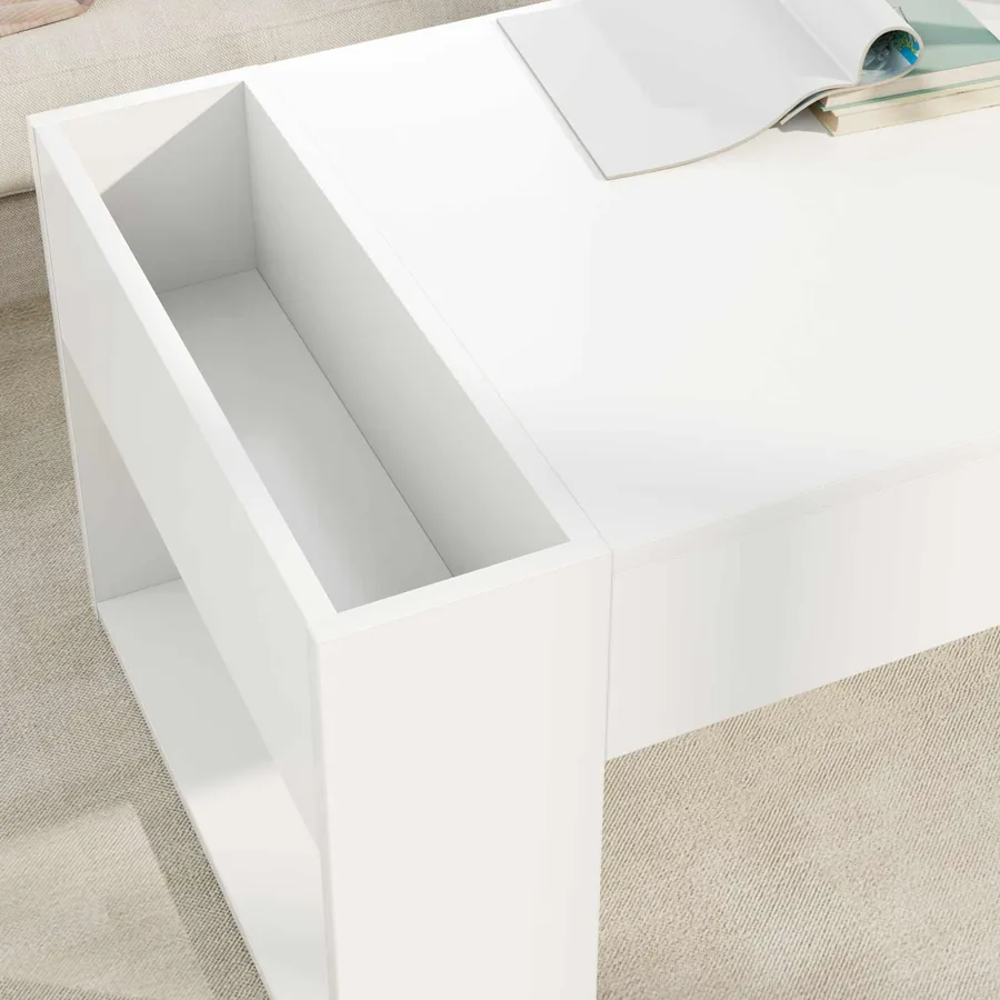 Table basse Blanc 110 x 50 x 41 cm Bois d'ingénierie - 4