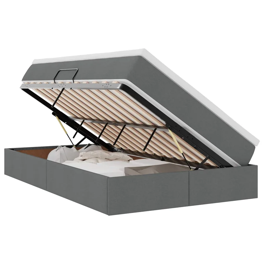 Lit avec rangement et matelas Gris foncé 120 x 200 cm Polyester - 2
