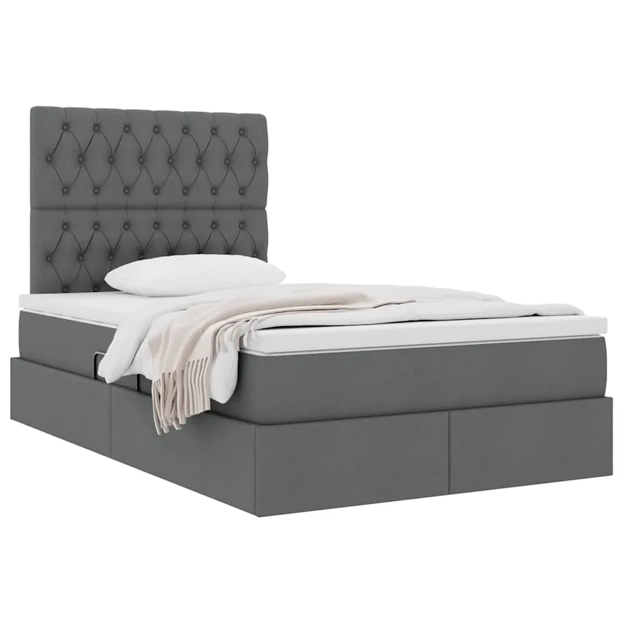 Lit avec rangement et matelas Gris foncé 120 x 200 cm tissu - 3