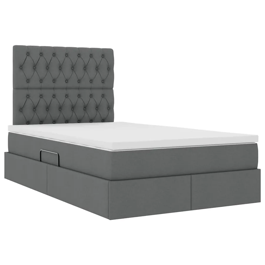 Lit avec rangement et matelas Gris foncé 120 x 200 cm tissu - 5