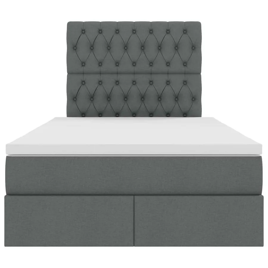 Lit avec rangement et matelas Gris foncé 120 x 200 cm tissu - 7