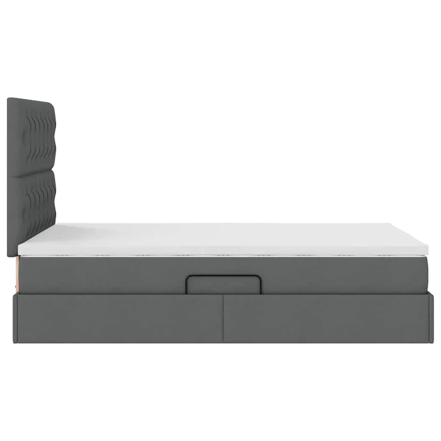 Lit avec rangement et matelas Gris foncé 120 x 200 cm tissu - 8