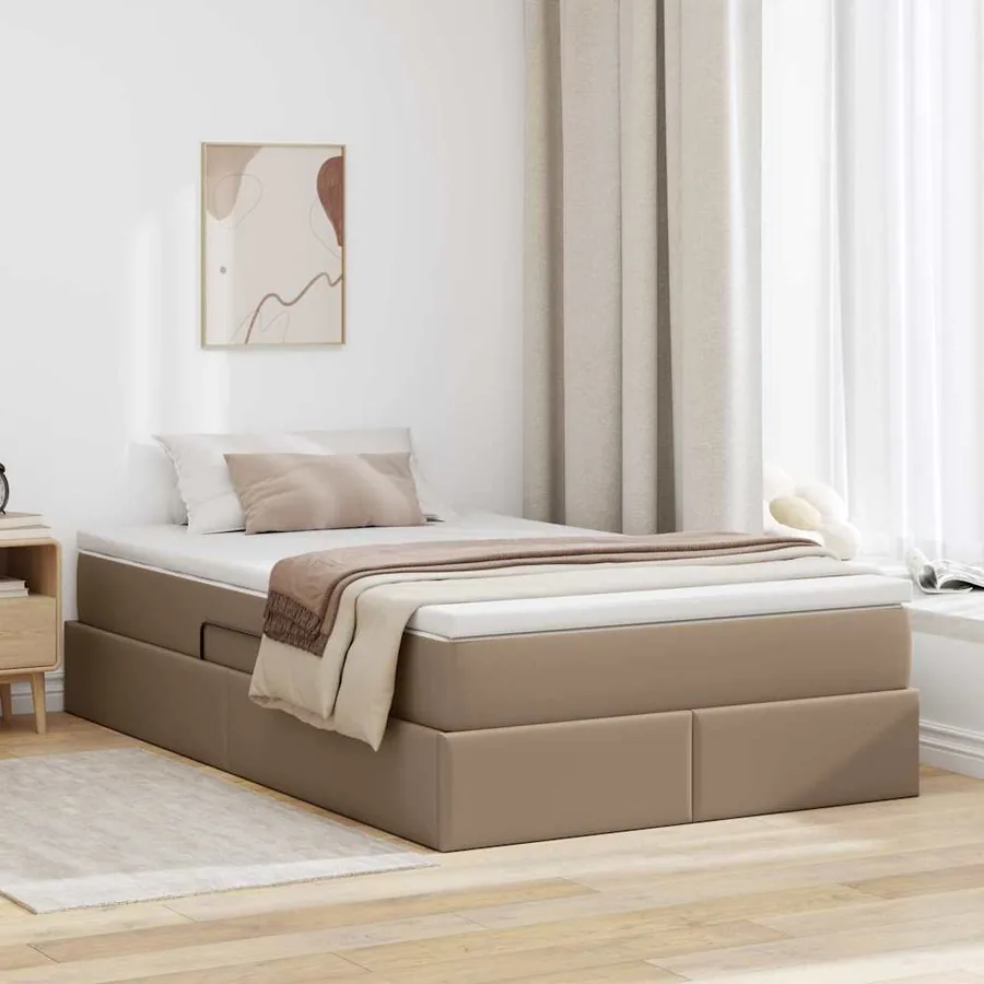 Lit avec rangement et matelas Cappuccino 120 x 200 cm