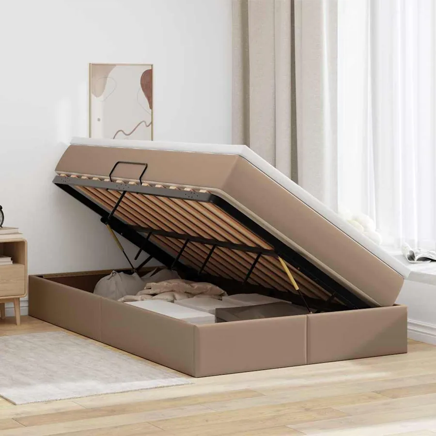 Lit avec rangement et matelas Cappuccino 120 x 200 cm - 4