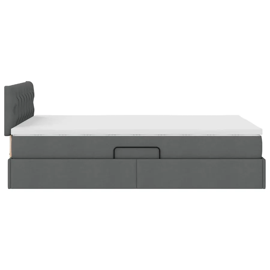 Lit de rangement LED avec matelas Gris foncé 120 x 200 cm Tissu - 11