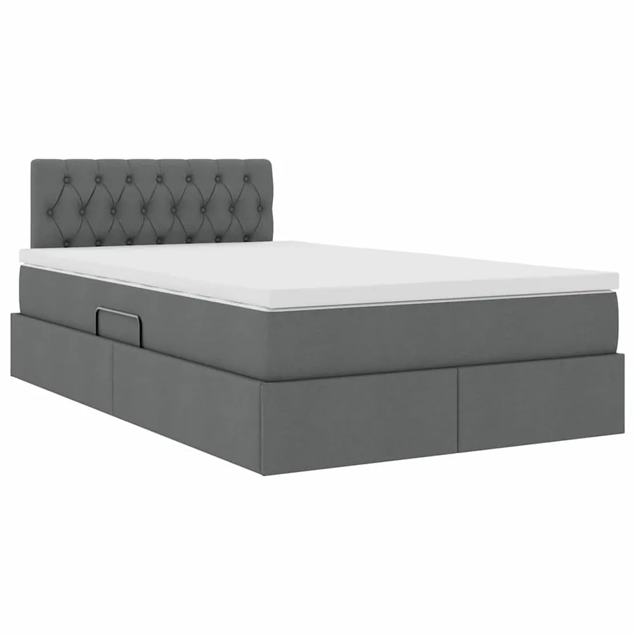 Lit de rangement LED avec matelas Gris foncé 120 x 200 cm Tissu - 6