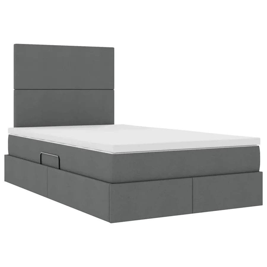 Lit de rangement LED avec matelas Gris foncé 120 x 200 cm Tissu - 6