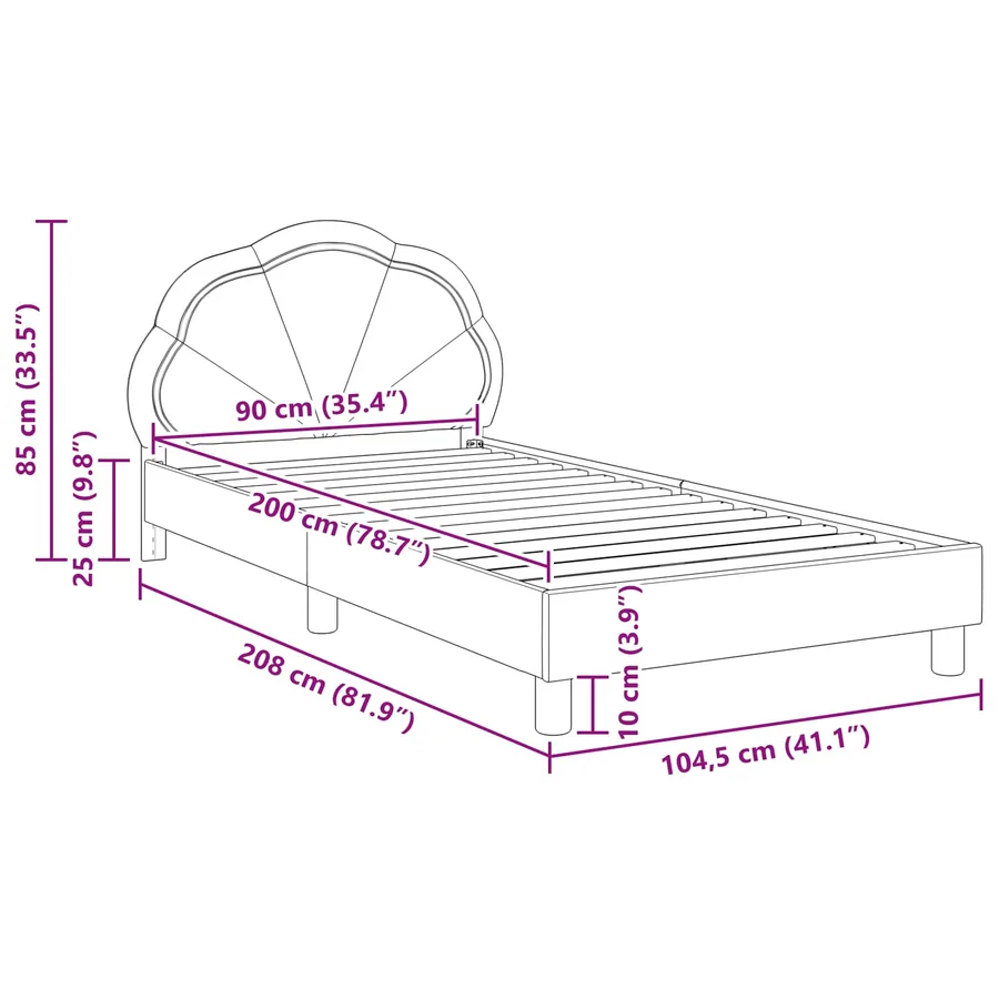 Cadre de lit pour enfants avec tête de lit Gris clair Velours - 10