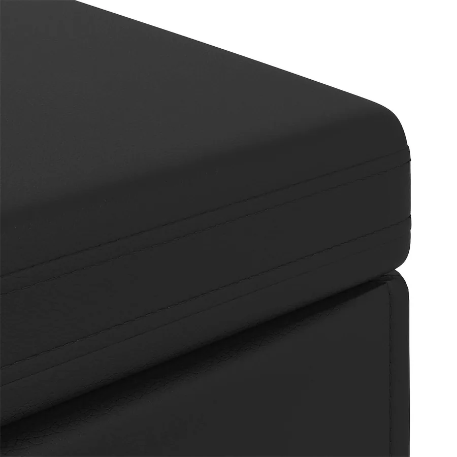 Tabouret Noir Cuir Synthétique et Bois Composite - 6