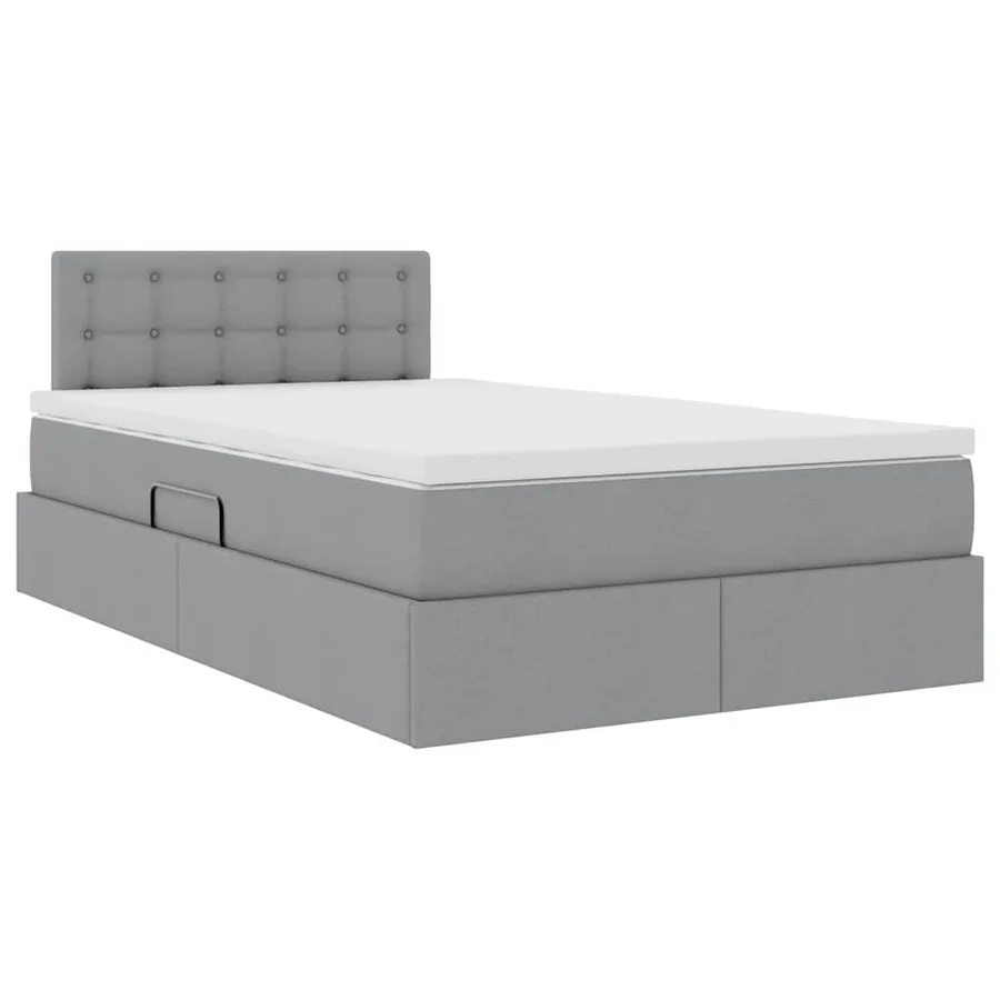 Lit de rangement LED avec matelas Gris clair 120 x 190 cm Tissu - 6