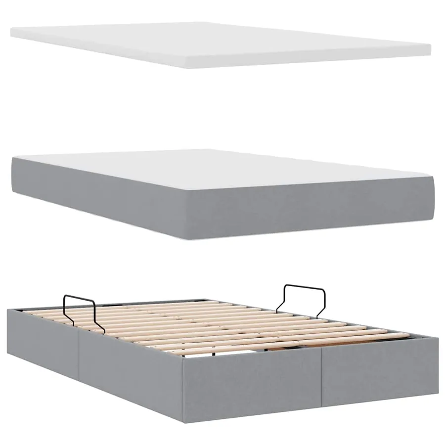 Lit de rangement LED avec matelas Gris clair 120 x 190 cm Tissu - 9