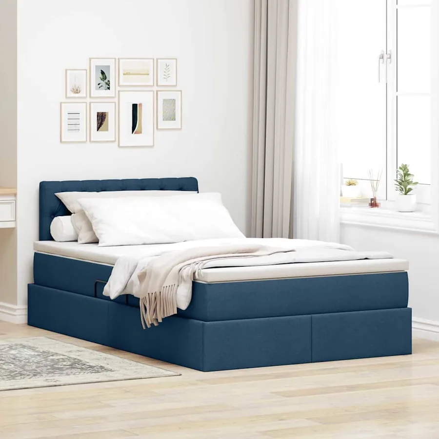 Lit avec rangement et matelas avec matelas Bleu 120 x 200 cm