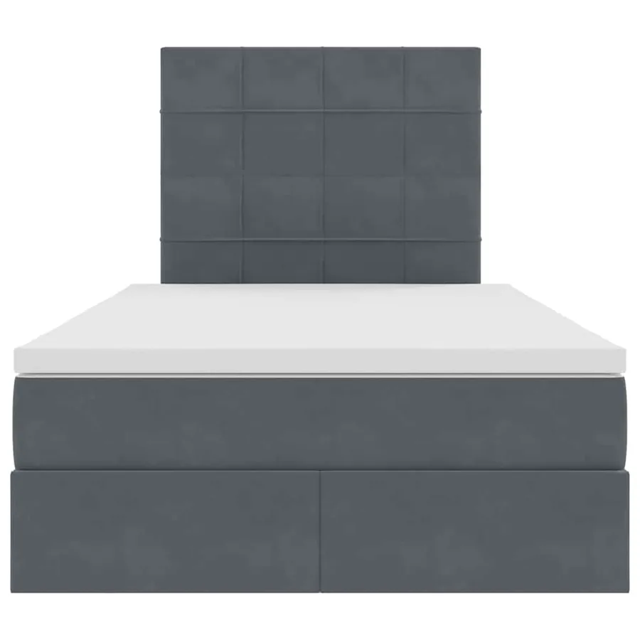 Lit avec rangement et matelas Gris foncé 120 x 190 cm Velours - 7