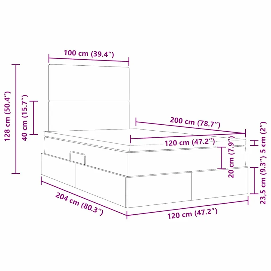 Lit de rangement LED avec matelas Bleu 120 x 200 cm Tissu - 17